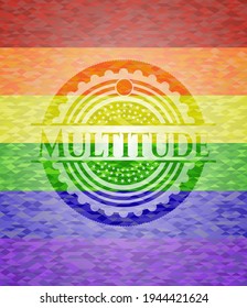 Multitude on mosaic background with the colors of the LGBT flag. 