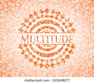 Multitude orange mosaic emblem. Vector Illustration. Detailed.