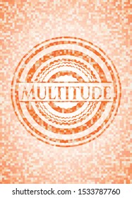 Multitude orange mosaic emblem. Vector Illustration. Detailed.