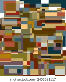Multitude of overlapping oblongs forming colorful, random fitting modern geometric pattern