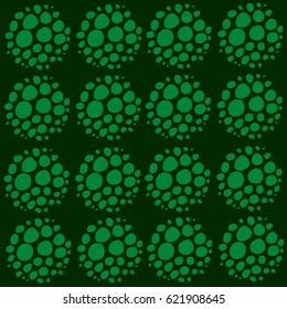 Multitude round spheres on a abstract seamless pattern green color. Vector for design of fabric, wrapping paper, plastic bags, folders and rugs for outdoor recreation.