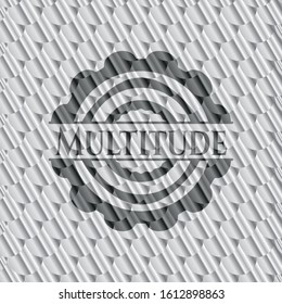 Multitude silver shiny emblem. Scales pattern. Vector Illustration. Detailed.