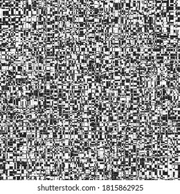 Multitude of tiny black and white rectangles in intervowen, tight fitting grid texture
