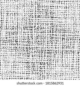 Multitude of tiny black and white rectangles in intervowen, loose fitting grid texture
