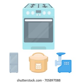 Multivarka, refrigerator, meat grinder, gas stove.Household set collection icons in cartoon style vector symbol stock illustration web.