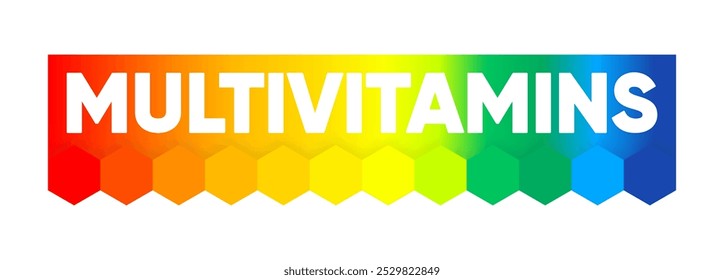 Multivitamin label. Icon concept vitamins. Vitamins complex banner for advertising, health, medical science. Nutrients, minerals that are essential the body. Vector illustration.