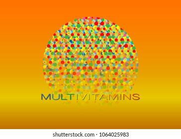 Multivitamin label inspiration, icon concept vitamins , vector illustration colorful background 