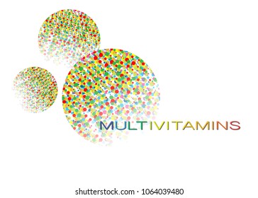 Multivitamin label inspiration, icon concept vitamins , vector illustration circles colorful isolated or white background 