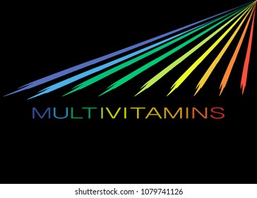 Multivitamin label inspiration, icon concept vitamins, vector isolated or black background 