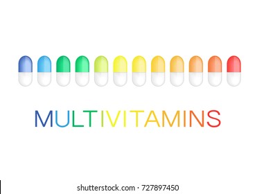 Multivitamin label inspiration, icon concept vitamins pills, vector isolated