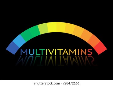 Multivitamin label inspiration, icon concept vitamins , vector isolated or black background 