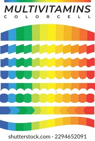 Multivitamins color background pattern texture and geometric vector shape grading color jar label packaging abstract colorful design.