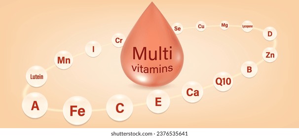 Multivitaminas en forma de gotitas de agua y burbujas. Concepto de icono de protección de vitaminas. Vector esencial de vitamina.