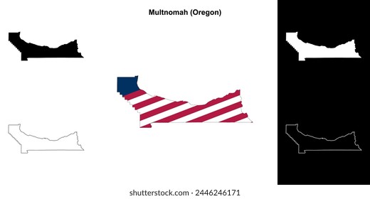 Multnomah County (Oregon) outline map set