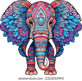 multo colored mandala elephant  for  shirt designs 