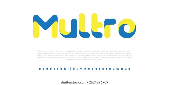 Multro Fuentes de alfabeto moderno futuro. Ciencia tipografía negrita letra mayúscula. Ilustración vectorial.