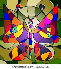 multy-color background variation: abstract image butterfly consisting of lines