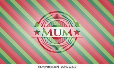 Mum christmas colors style emblem. Vector Illustration. Detailed. 