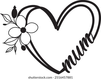 Mum Flower Heart Digital EPs Vector graphics File