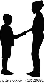 a mum and son together, silhouette vector