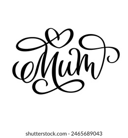 Mum vector lettering in script style with flourish