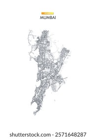 Mumbai administrative vector map. Tourist decorative street map.