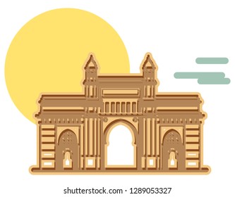 Mumbai - Bombay City - Gateway of India built in Indo-Saracenic Style - Representation as Icon as EPS 10 File 