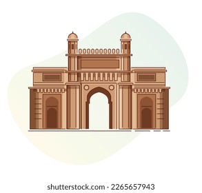 Mumbai - Bombay City - Gateway of India built in Indo-Saracenic Style - Representation as Icon as EPS 10 File 