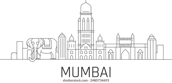 Mumbai City Line Draw Free Vector