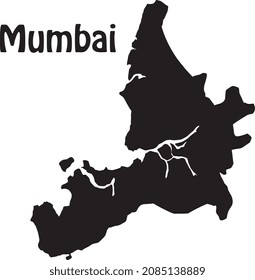 Mumbai City Map Silhouette In India