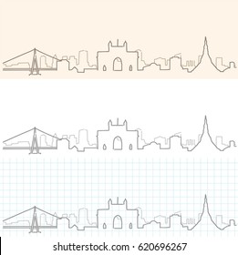 Mumbai Hand Drawn Skyline