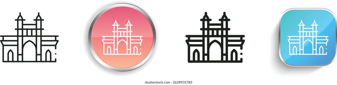 mumbai icon. Thin Linear, Regular and Button Style Design Isolated On White Background