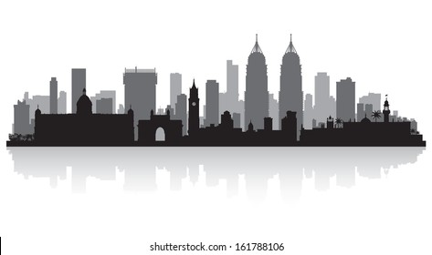 Mumbai India city skyline vector silhouette illustration