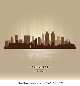 Mumbai India city skyline vector silhouette illustration