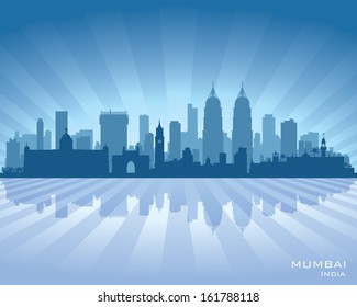 Mumbai India city skyline vector silhouette illustration