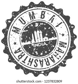 Mumbai India. Travel Stamp. Icon City. Design Tourism. Export Seal.