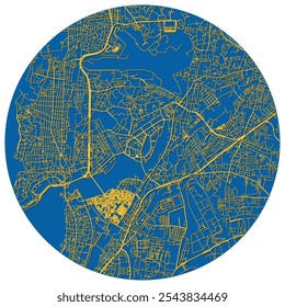 Mumbai India,accurate street art map,city center in circle shape,vector image
