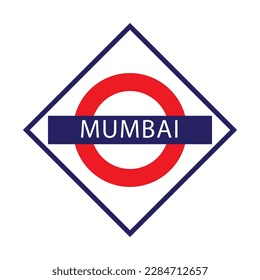 Mumbai junction railways name board isolated on white	