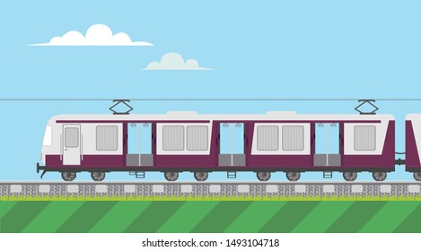 Mumbai Local Train With Blue Sky - Vector