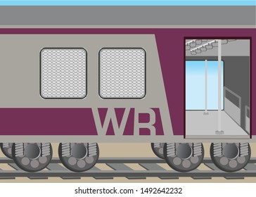 Mumbai Local Train Coach Vector