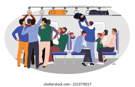 Mumbai local train vector illustration
A funny illustration depicting life of Mumbai people while travelling by train. Rush hours. 