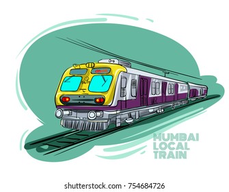 Mumbai Local Train Vector Illustration