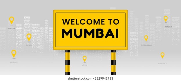 MUMBAI Metro City SIgnage location board vector illustration