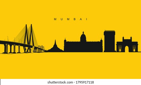 Mumbai Skyline India Metro city art