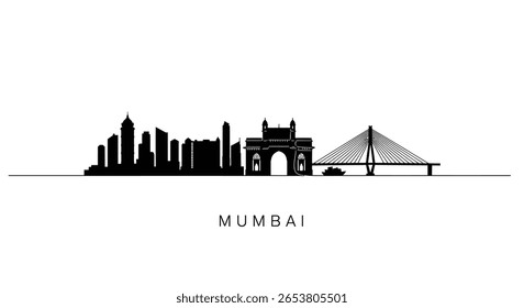 Mumbai Skyline Silhouette Minimalist City.