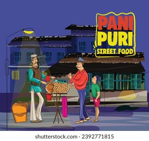 MUMBAI, cultura de la alimentación callejera, ilustración vectorial