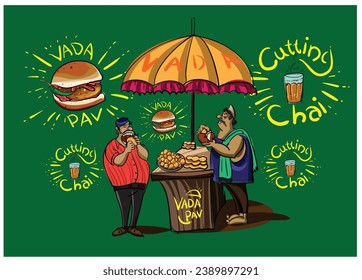 ILUSTRACIÓN DE VECTORES DE comida callejera de Bombay