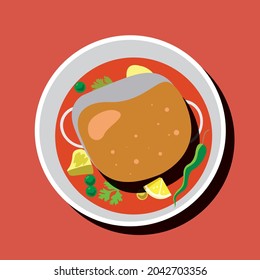 Mumbai Style Pav bhaji. Fast food dish from India, consists of a thick vegetable curry. vector background.