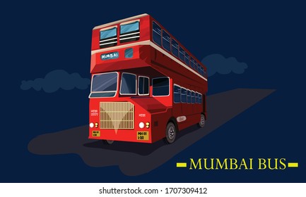 Mumbai transportation bus vector illustration 