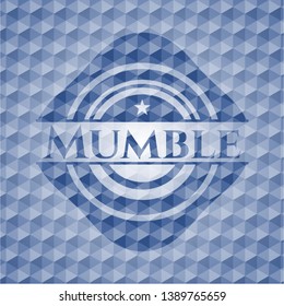Mumble blue emblem with geometric pattern background. Vector Illustration. Detailed.